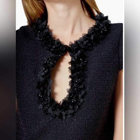 Endless Rose Black Floral Tulle Tweed Sheath Dress - Picture 5 of 10